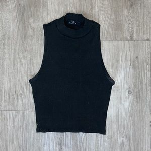 Black High Neck Crop Top